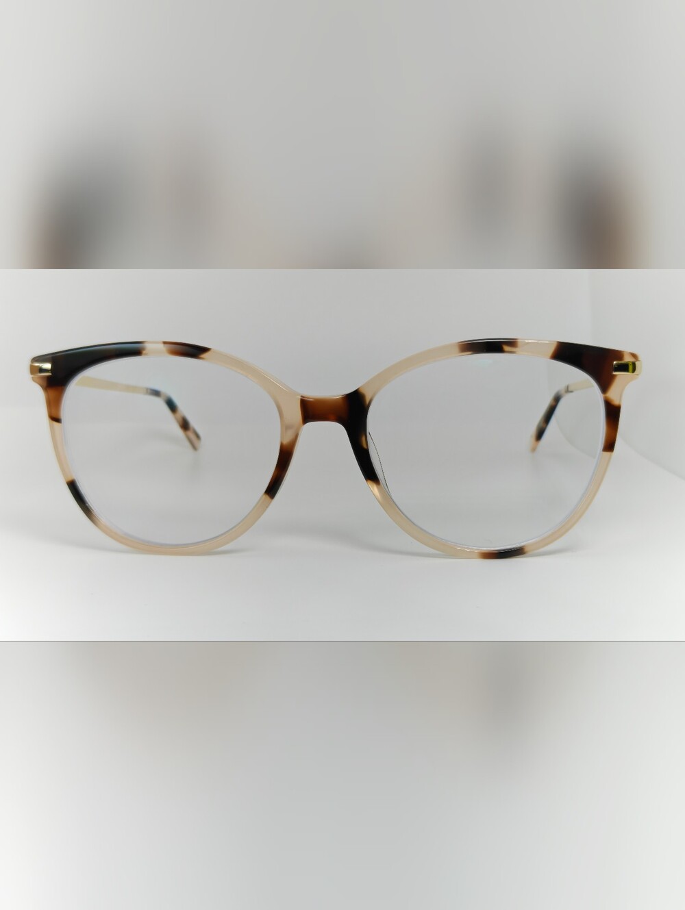 Attitude. Tortoiseshell Cat Eye.  Round Women's Eyewear Frames - Brown Gold.